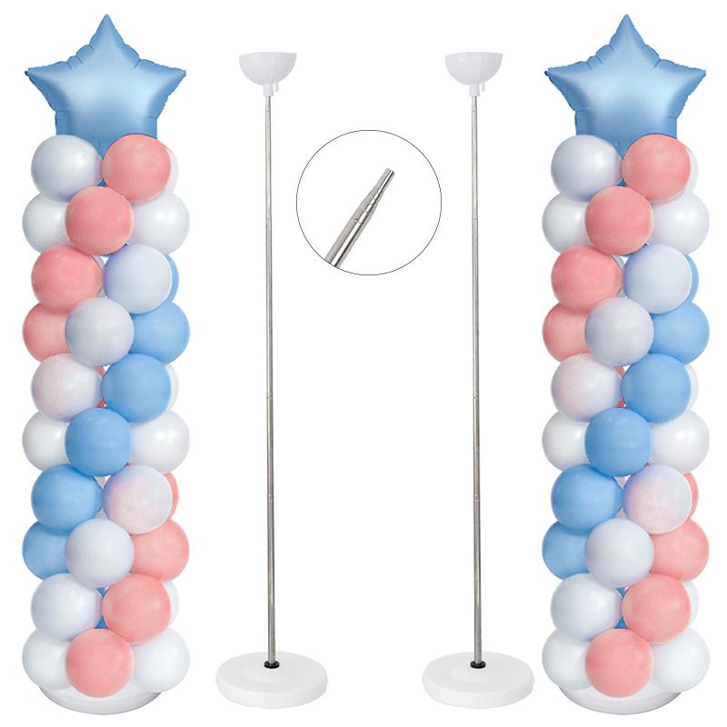2M Adjustable Balloon Column Stand Kit Metal Balloon Tower Pillar Holder Base for Wedding Birthday Party Christmas Decorations