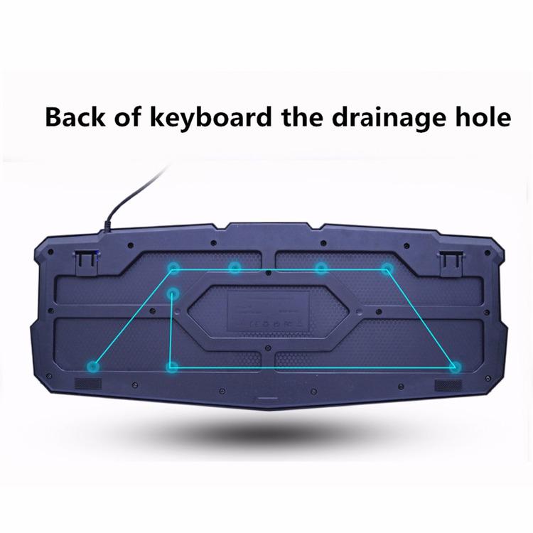 Gaming Keyboard LED 3-Color USB Wired Backlit Waterproof Computer Crack Ergonomic Keyboard
