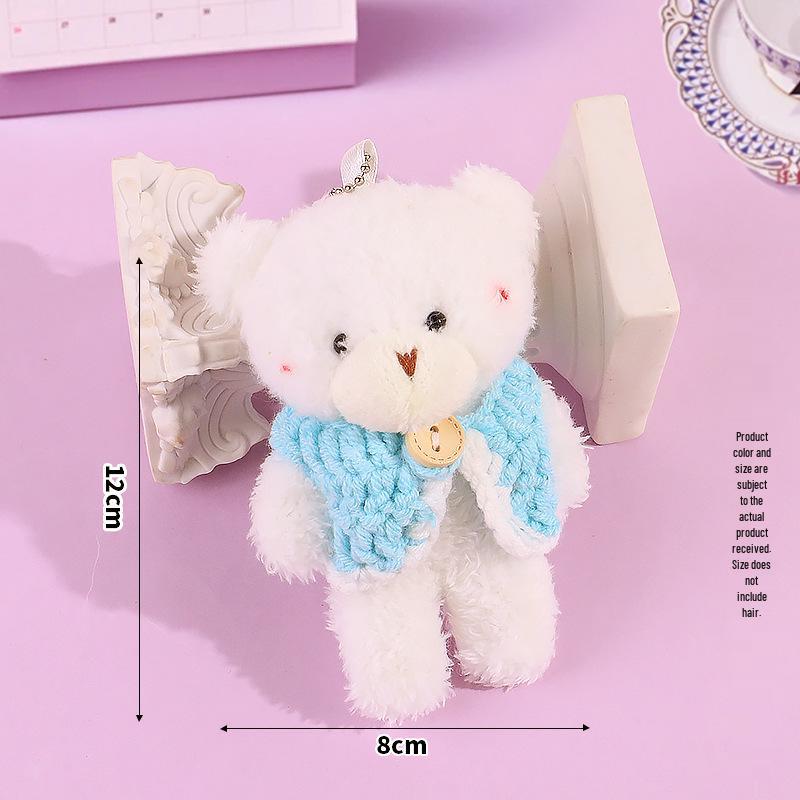 Blush Bear Plush Vest Keychain - Cute Teddy Backpack Charm Gift
