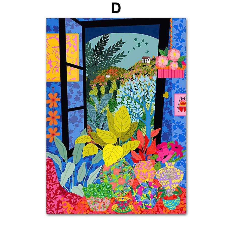 Abstract Tropical Plants Wall Art, Colorful Flower Prints, Canvas Paintings, Nordic Posters, Pictures for Living Room Decor