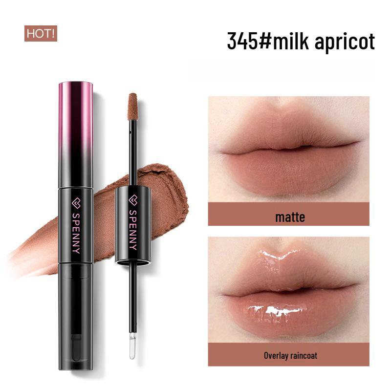 Shapeni Double-Ended Mirror Lip Gloss & Plump Lip Mud - Long-lasting, Non-Staining, Ideal for Students, Asian Makeup.