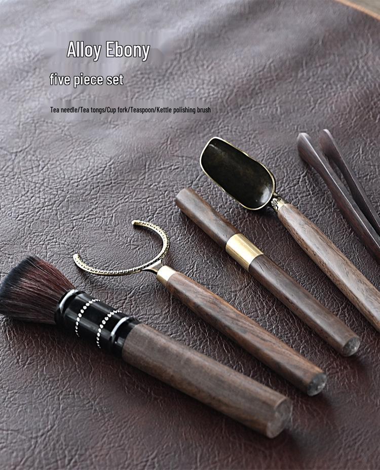 Kettle and Six Gentlemen Tea Ceremony Set - Coarse Pottery & Alloy Accessories