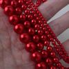 Contas de Pérola Sintética Vermelho Flamejante Shi Jia para Fazer Joias DIY
