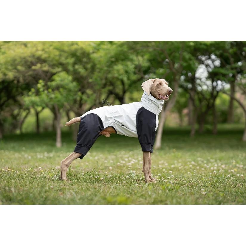 Waterproof Softshell Dog Raincoat 4-Leg Full Coverage Outdoor Jacket for Small Medium Large Dogs Lightweight Adjustable Pet Coat