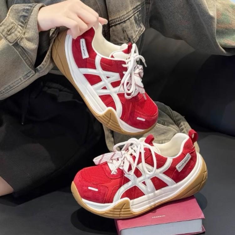 Ugly Cute Thick Sole Height Increase 5cm German Training Shoes Women's 2025 Autumn New Ultra-light Dad Shoes Casual Sports Board Shoes