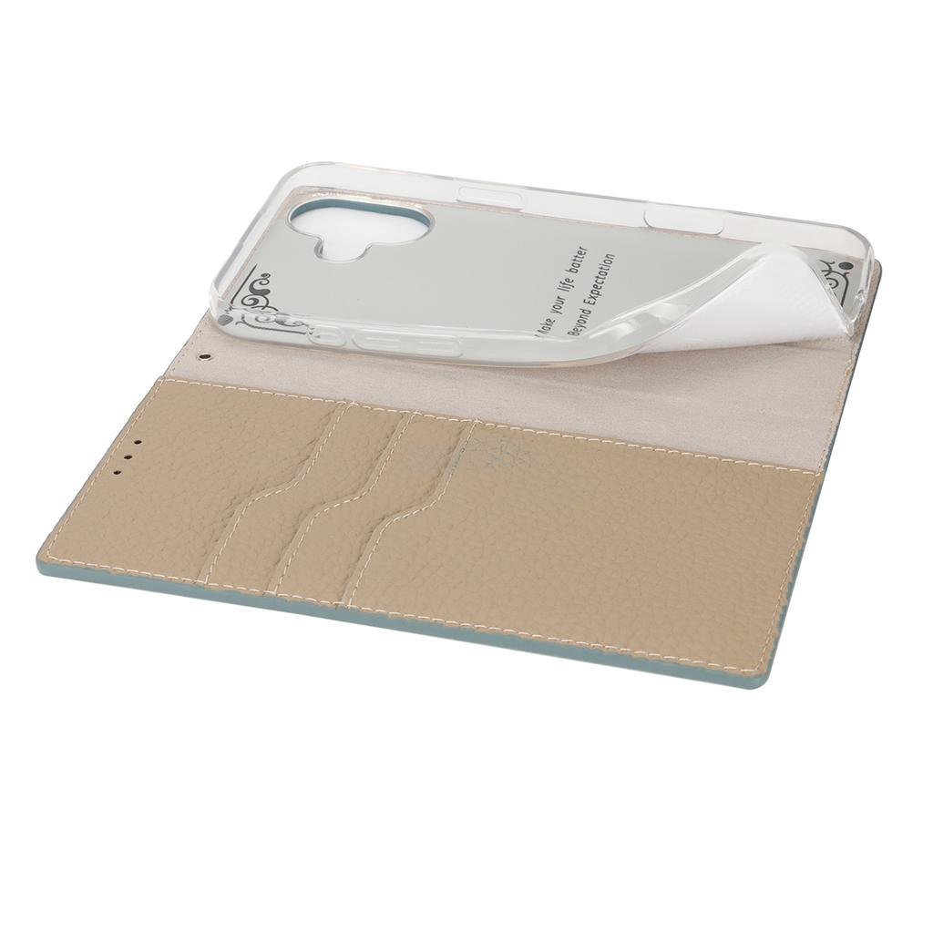 For iPhone 17 Wallet Case Genuine Cow Leather Phone Cover Litchi Texture