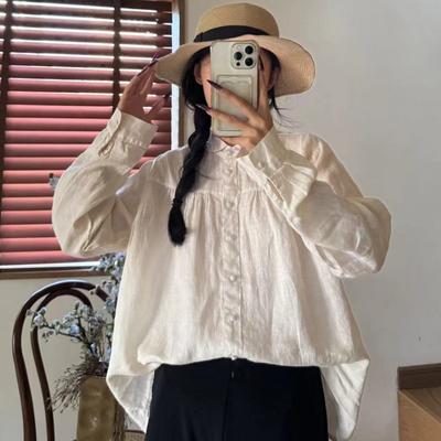 Spring Women Button Shirt Doll Collar Simple Elegant Versatile Casual Shirts