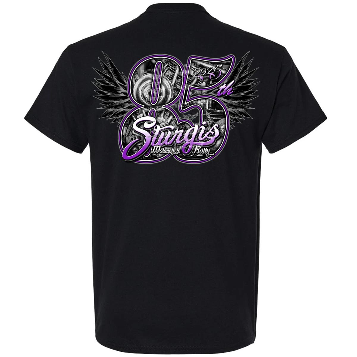 Ladies 2025 Sturgis Motorcycle Rally 85th Wings T-Shirt No Harley XS