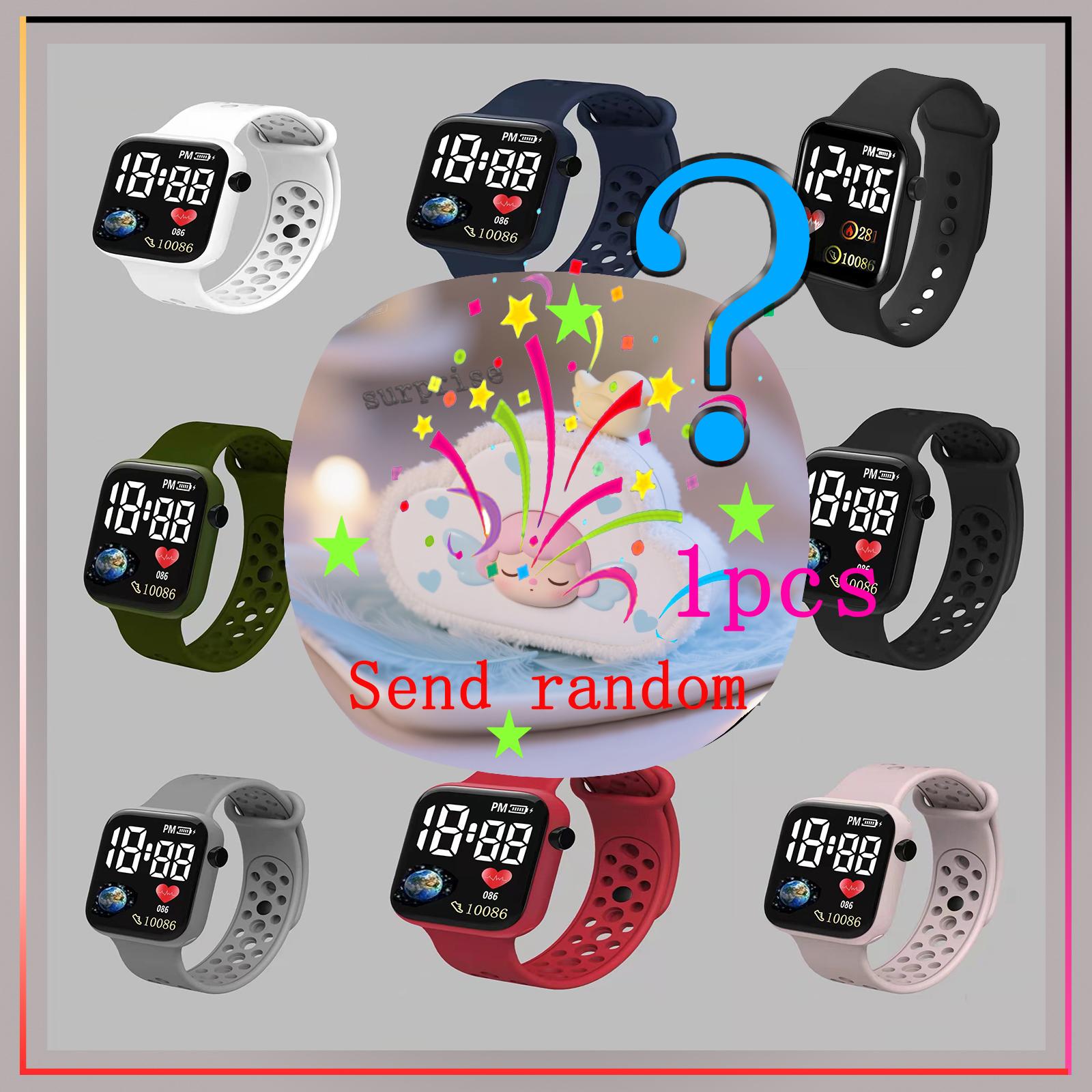 

Сюрприз-слепая коробка; Квадратные электронные часы со светодиодной индикацией в форме Земли и ремешком с одним отверстием; Простые и стильные часы; Случайный стиль. разноцветный