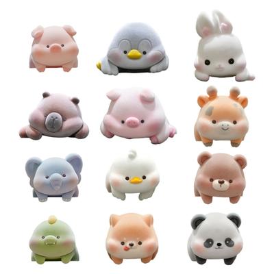 Soft Furry Animal Figurine Ornament Small Enameled Miniature Animal Toy For Car Dashboard Office Desktop Decoration