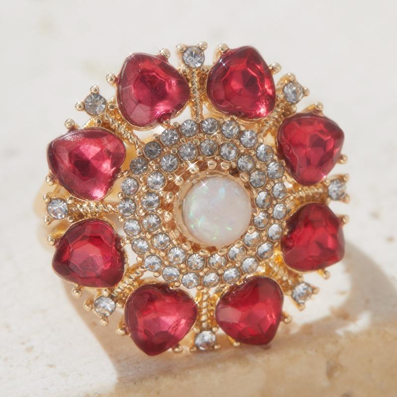 Vintage Floral Ring with Sparkling Synthetic Zirconia, Elegant Jewelry Ring for Men Women