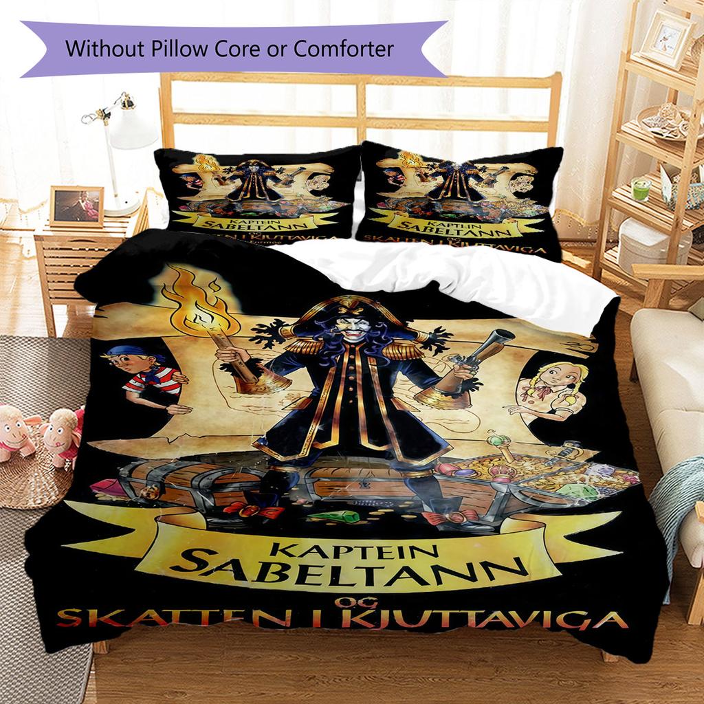 Capitán Barbanegra Juego de Ropa de Cama Colcha Funda de Colcha Funda de Almohada Decoración del Hogar Regalo de Cumpleaños (1 * funda nórdica + 2 * fundas de almohada, sin núcleo)
