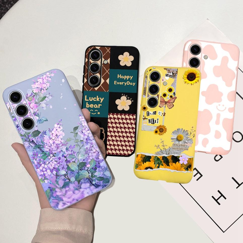 Pour Coque Samsung Galaxy S24 Pare-chocs Étui Samsung S24+ S24 Plus S24 Ultra Téléphone Coques Étui Jelly Fille Fleur Papillon Étui Souple