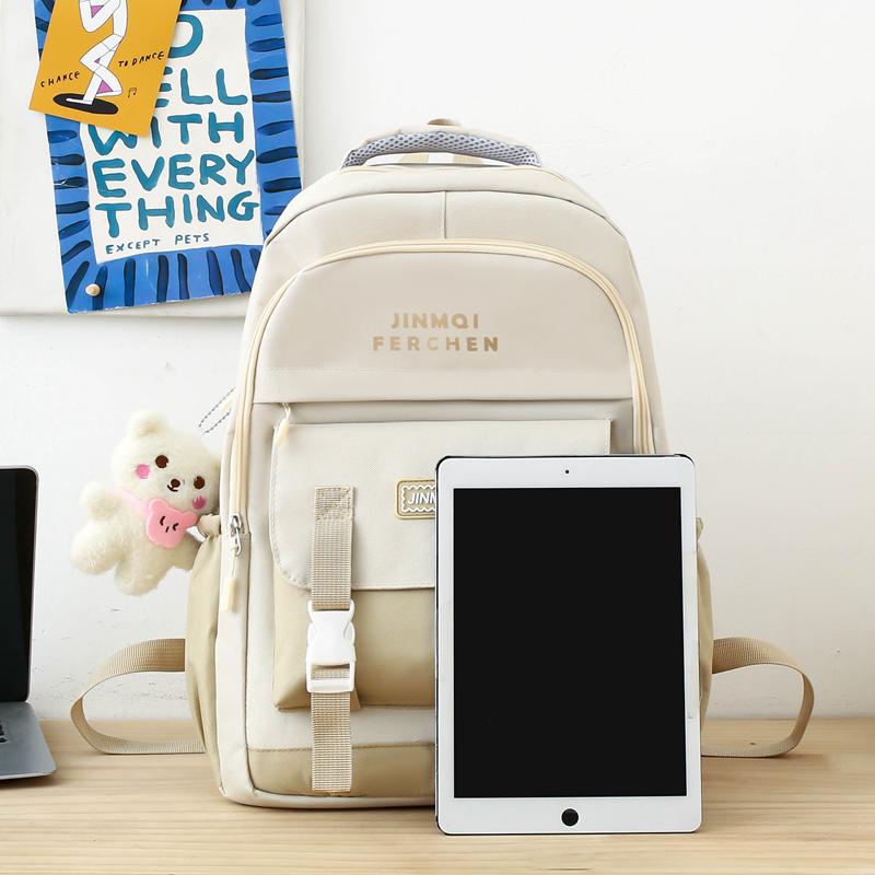 Schulranzen Mehrteiliges Set Kontrastfarbe Unisex High School Schüler Große Kapazität Campus Rucksack