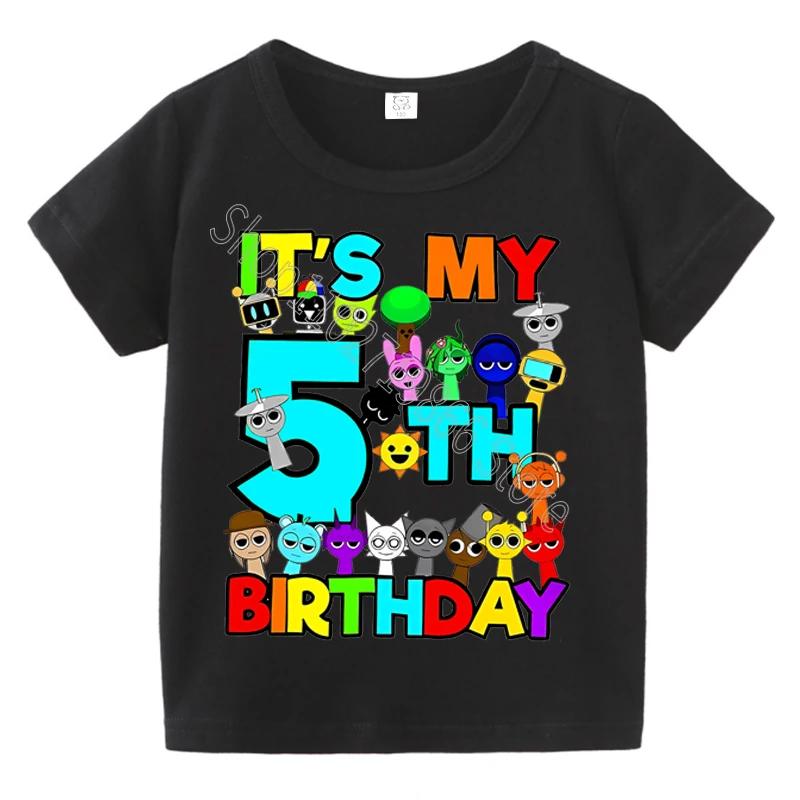 T-shirt Estive a Maniche Corte Stampa Sprunki Incredibox per Bambini Abbigliamento Bambini Ragazzi Ragazze Magliette in Cotone Top Regali per Feste di Compleanno