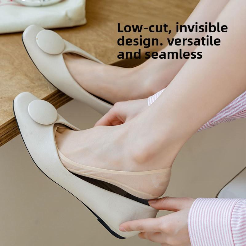 Invisible Socks Women's Low-cut Boat Shoes Small Foot Socks Summer Lightweight Breathable High Heels Anti-slip Non-slippery
