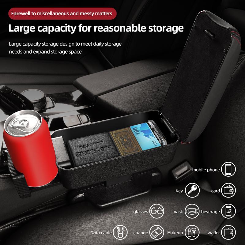 1PC Car Armrest Box Elbow Support Auto Cup Holder Car Storage Box Adjustable Car Seat Gap Organizer Arm Rest Box Armrest Cushion