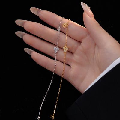 S925 Silver Korean Clover Bracelet Women's Rose Tag Shell Beads Fresh and Sweet Lucky Bracelet Ornament