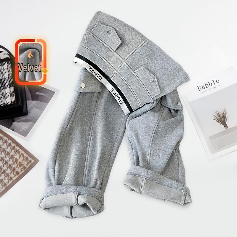 

Women s Winter Fleece-Lined Letter Print Wide Leg Pants L