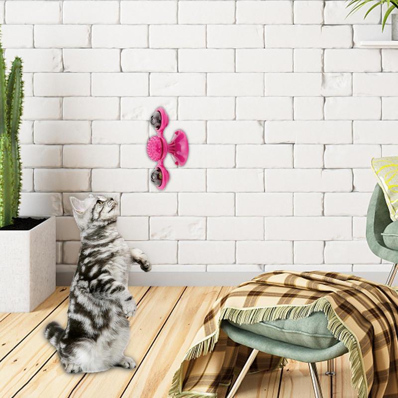 Kitten Toys For Indoor Cats Spinning Massage Toys For Kitten Wall Mount Cats Spinner Exercise Toy For Small Medium Large Cats