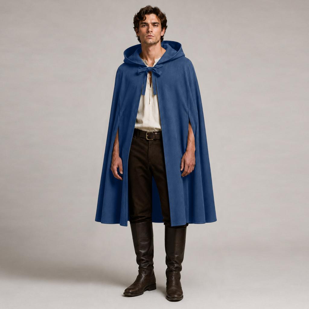 Medieval Vintage Cloak Hooded Gothic Knight Wool Blend Cape Capelet for Halloween Costume Renaissance Style Cloak