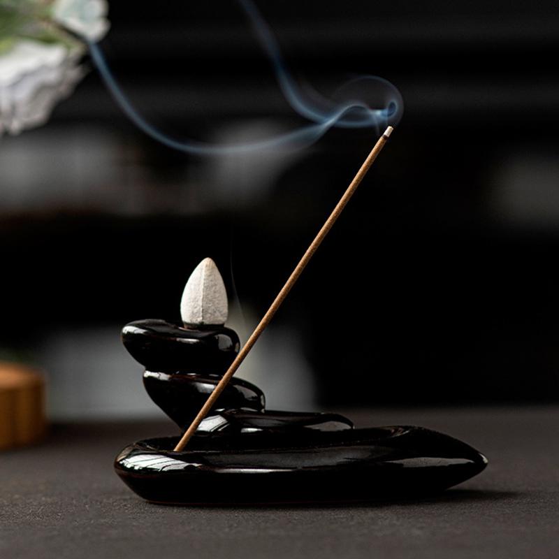 1Pc Sandalwood Incense Burner Ceramic Pagoda Incense Holder Pouring Incense Burner