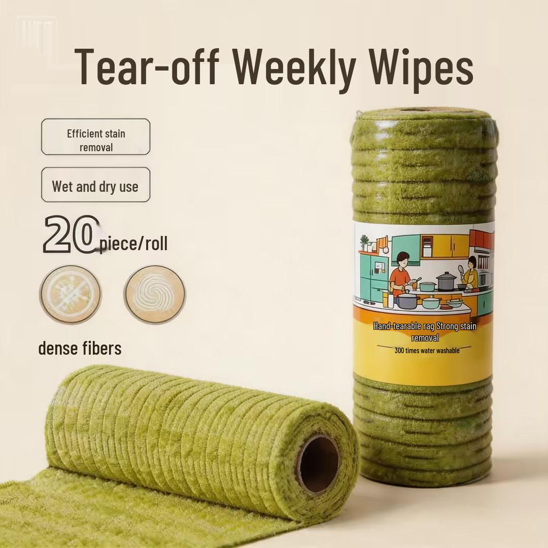 Weekly Disposable Bamboo Fiber Absorbent Cleaning Cloth Roll 25*25cm [20 sheets/roll, 280g]