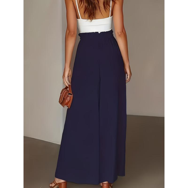 Women S Bohemian Wide Leg Long Elastic Waist Skirt Pants