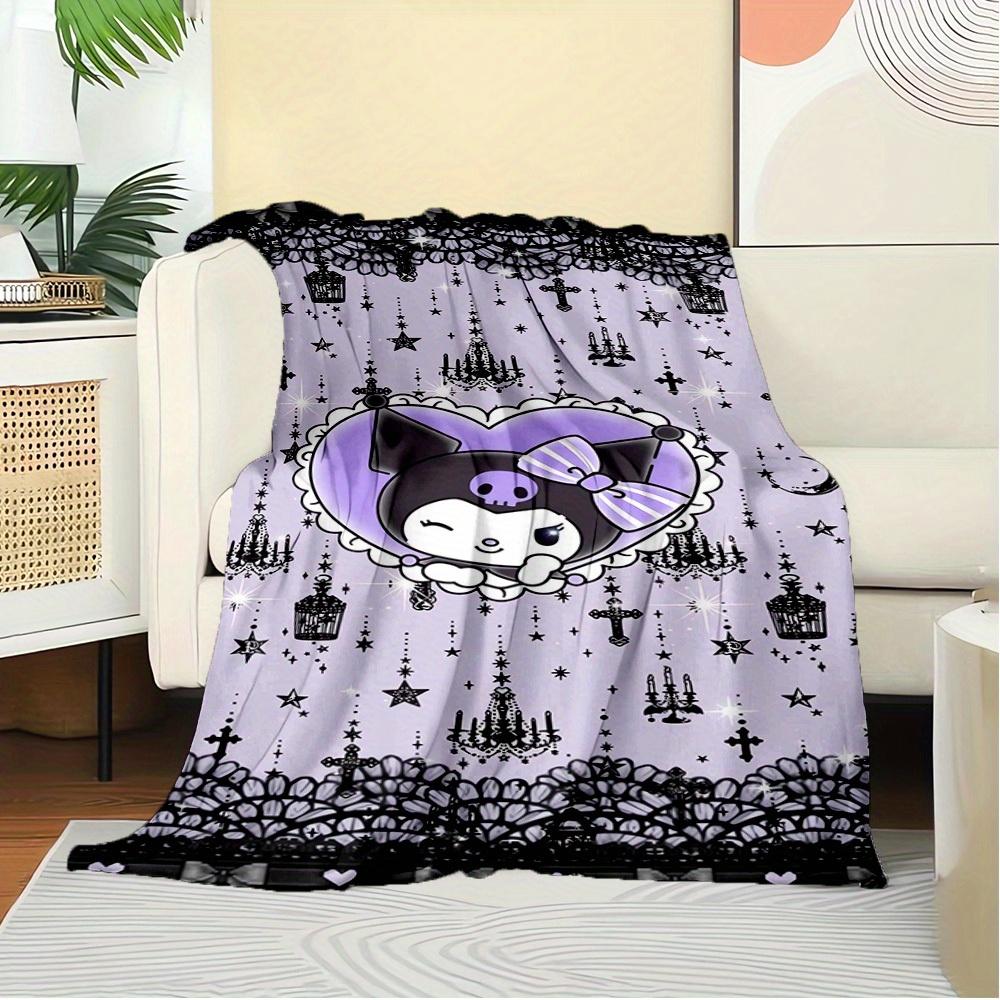 1pc Cute Goth Cat Home Decor Blanket with Skull Headphones - Seasonal Universal Cozy Washable Gift, Suitable for All Ages, Suitable for All