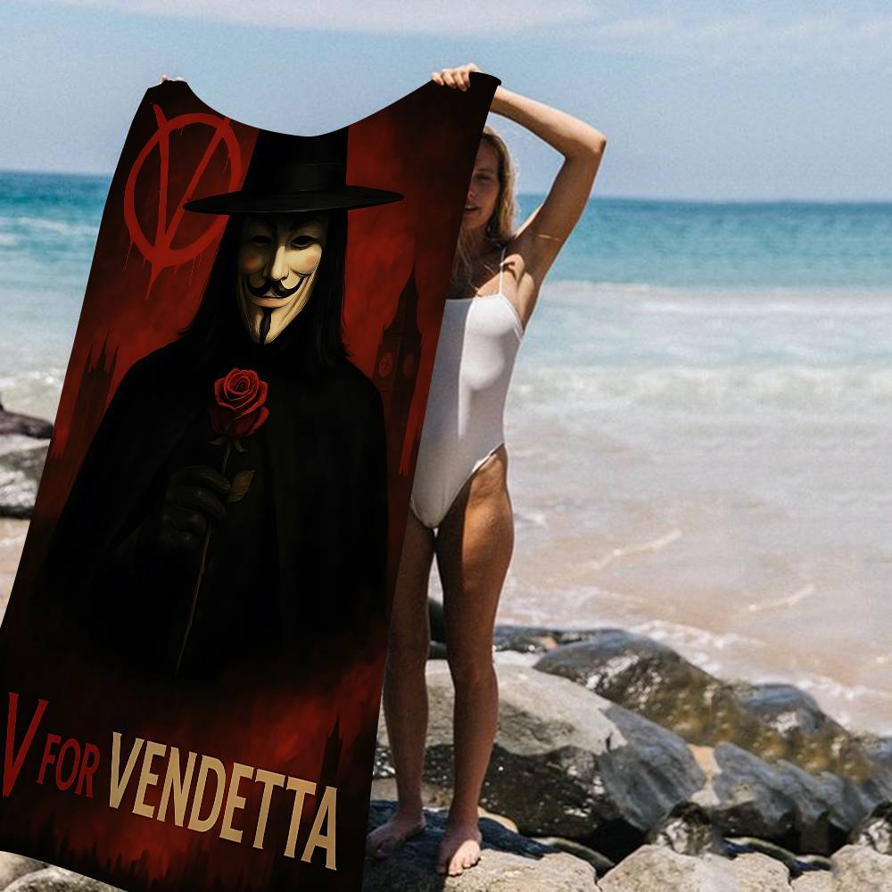 Science Fiction Film V For V-vendetta Anime Beach Swimming Towel Soft Absorbent Washcloth Children's Gifts For Kids Travel Gym