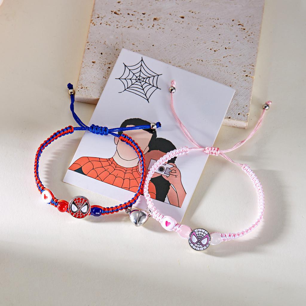 Braccialetti Magnetici Marvel Spiderman per Coppie con Pietre di Cristallo per Regalo e Moda