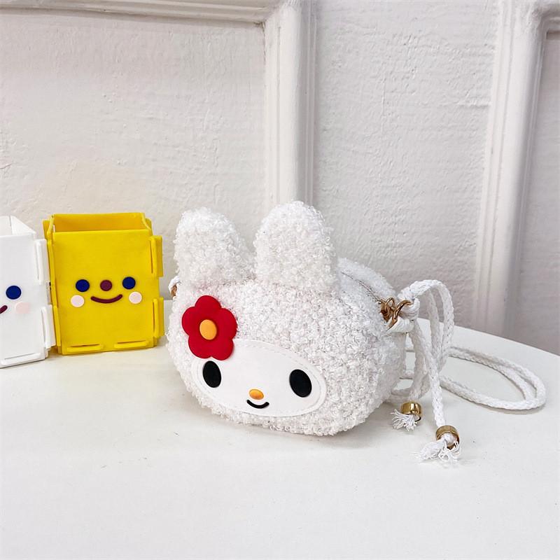 Adorable Plush Bunny Shoulder Bag For Girls Cute Floral Mini Coin Purse