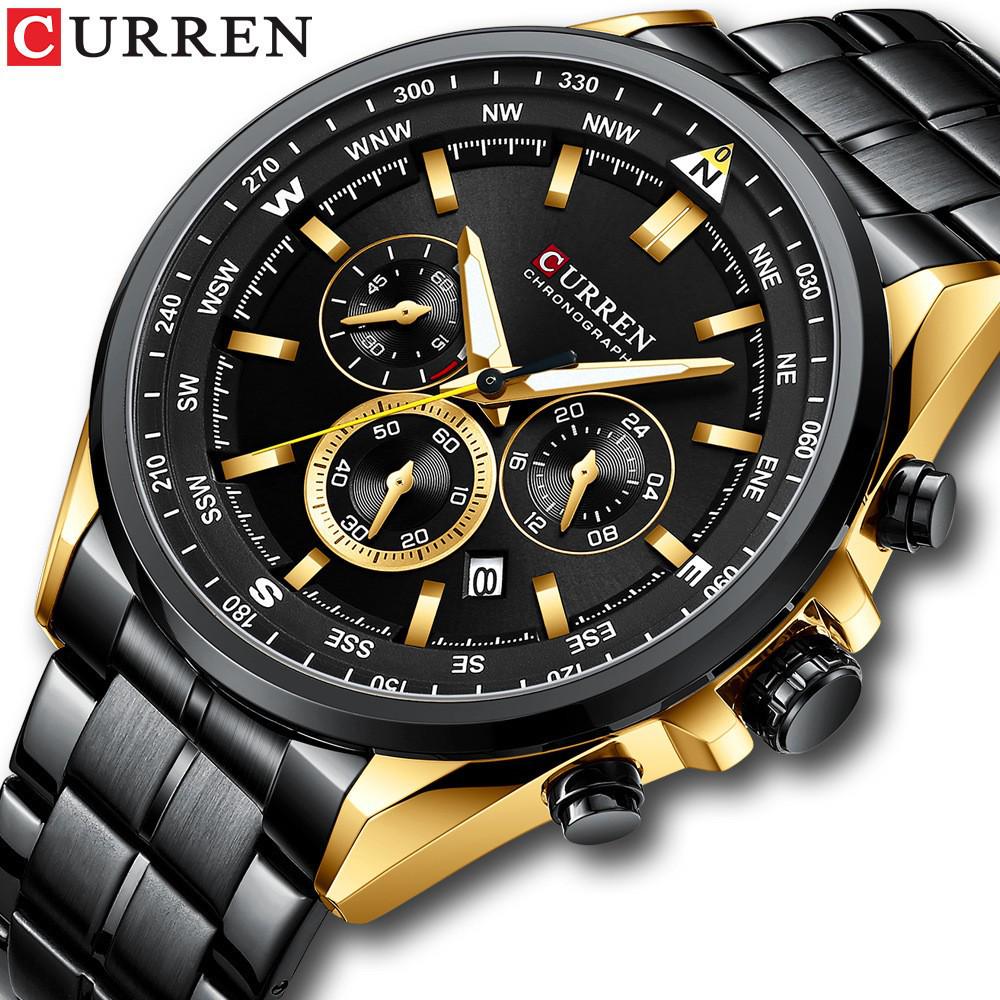 Curren 8399 Men's Multifunction Quartz Watch with Calendar, Large Dial, and Six Hands for Business