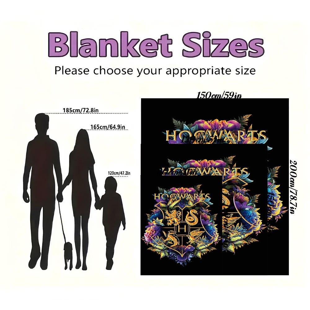 Hogwarts House Crests Flowers Phone Case CoverBlanket Flannel Throw Blanket for Sofa, Bed, Travel, Camping, Office, Couch, Chair