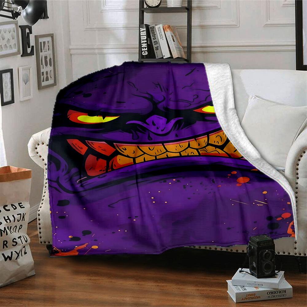 1pc Monster Night Blanket, Lightweight Flannel Throw Blanket For Sofa, Bed, Travel, Camping, Living Room, Office, Couch, Chair, And Bed