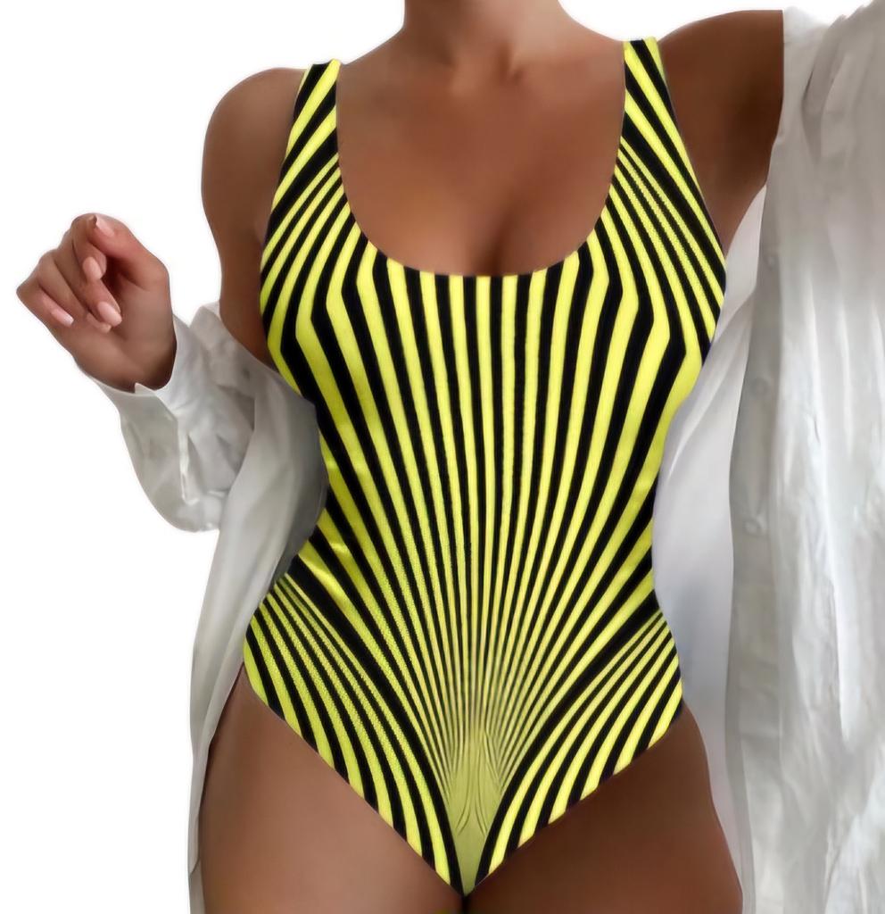 New bikini sexy skin tone one-piece bikini swimsuit printed women's swimsuit