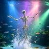 Lustiger tanzender Skelett Aquarium Sprudler Skelette Statue Saugnapf Basis Dynamisches Skelett Ornament Realistisch Einstellbarer Luftstrom