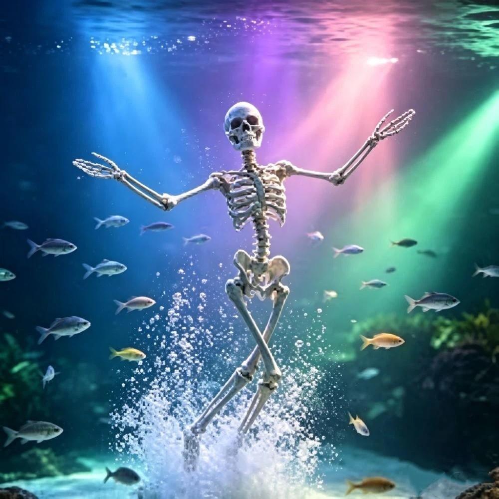 Saugfuß Aquarien Tanzschädel Sprudler Skelette Statue Bewegliches Sauerstoff Skelett Aquarium Becken