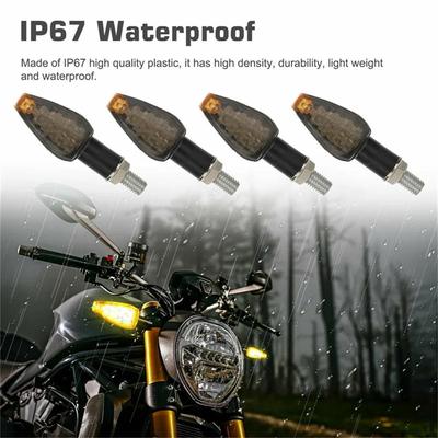 2Pair 14LED Front & Rear Motorcycle Blinkers with Cool Amber Lamp,Universal 12V Motorcycle Turn Signal Light Compatible with Motorcycle Accessories