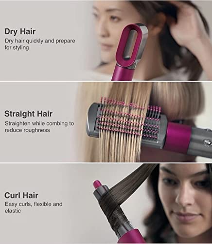 Styler 5 in 1 Hair Dryer Hot Air Brush Styler Ion Hair Straightener Volumizer Hair Curler Hot Comb Brush(Black US) with