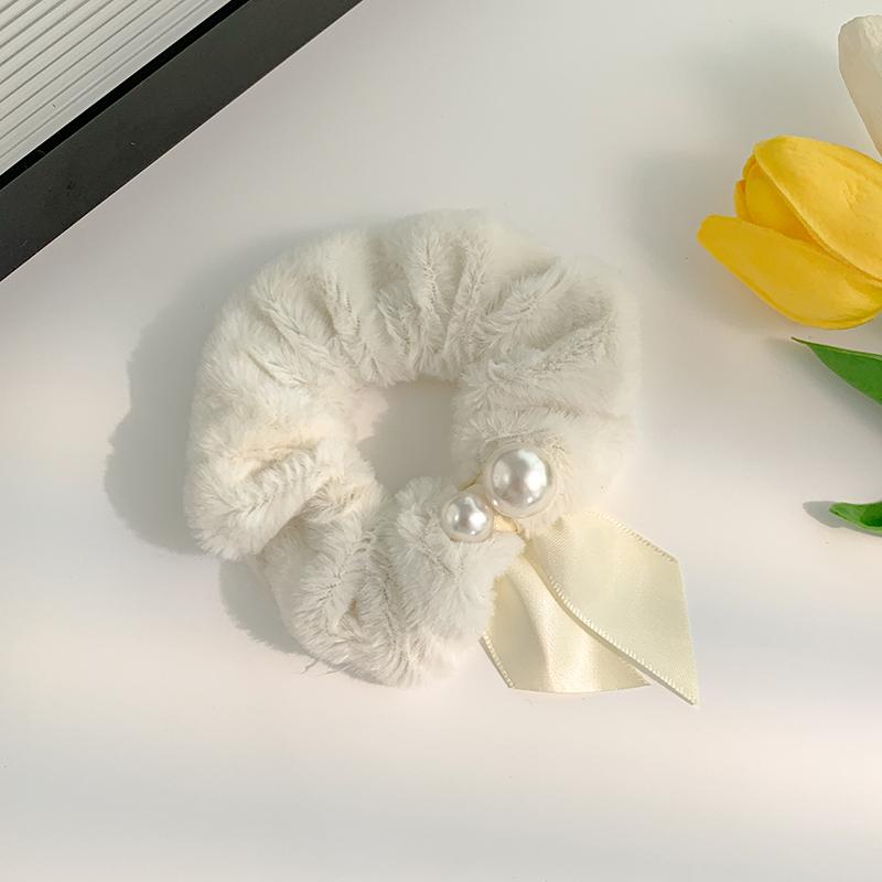 Nové Sladké Perlové Plyšové Gumičky do Vlasů Vázanky Ženy Ohon Stuhy Elastická Gumička do Vlasů Scrunchies Páska Dívčí Vlasové Doplňky