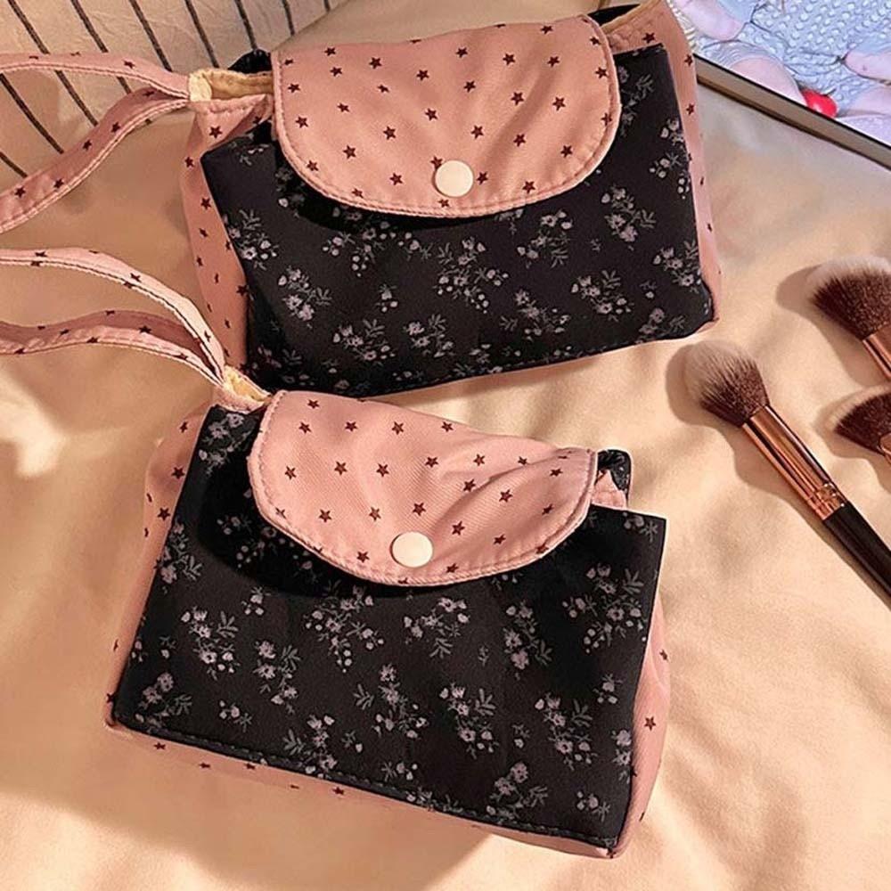 Star Polka Dot Cosmetic Pouch Purple Print Coin Purse Toiletry Case Floral Makeup Bag  Cute Gift