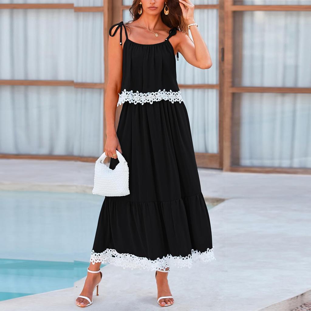 Summer Fashion Short Sleeve Spilice Detailing O Neckline Dress For Women