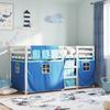 VidaXL Bunk Bed with Blue Curtains 75x190 Cm Solid Pine Wood, Bed, Bed Frame, Low Bunk Bed, Bedroom Furniture At 3283914