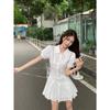 (lined) New College Style Lapel White Dress Women's A-word Skirt Summer Sweet and Thin Skirt