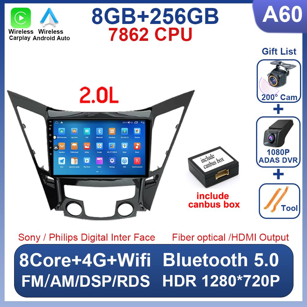 For Hyundai Sonata 6 YF 2009 - 2015 Android 14 Car Radio Multimedia Video Player GPS Navigation AI Voice 4G CarPlay Head Unit