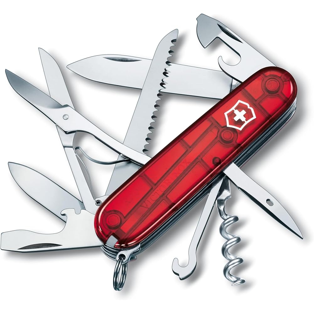 Victorinox Huntsman Swiss Army Knife Translucent Red 15 Functions Compact Multi-Tool