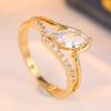 Elegant Inlaid White CZ Women's Ring Dazzling Gold Color Geometry Daily Wear Party Jewelry Anniversary Gift