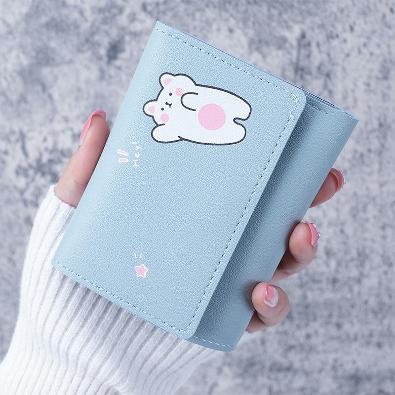 

Korean Style Women s Short Wallet: Simple Multi-Card Clutch & Coin Purse светло-синий