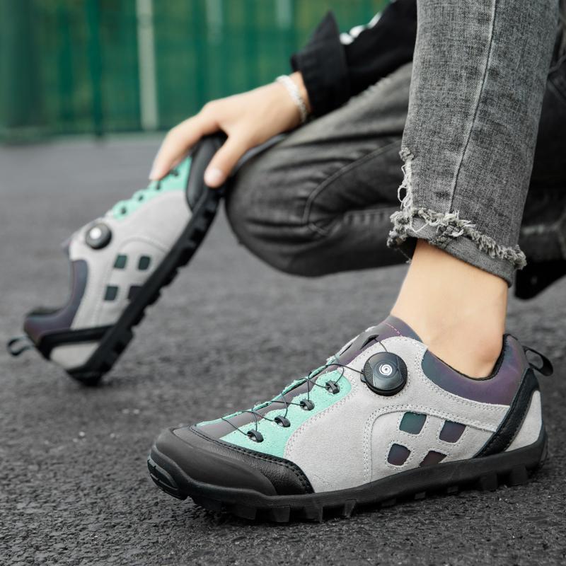 Scarpe da ciclismo da montagna di alta qualità in vera pelle Scarpe da ciclismo da velocità Scarpe da ginnastica da corsa all'aperto 39-46 Scarpe da ciclismo MTB